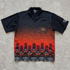 Vintage Dragonfly Jack Daniels Whiskey Button Up Shirt Men Sz XL